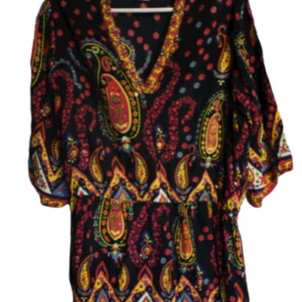She's Cool Paisley Bohemian Dress Tunic 1X